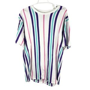 CSG Hustle unisex striped tee purple pink turquoise casual spring summer XL